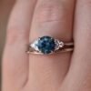 925 Sterling Silver Teal Blue Montana Sapphire Engagement Ring