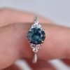 925 Sterling Silver Teal Blue Montana Sapphire Engagement Ring - Image 2
