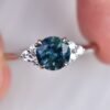925 Sterling Silver Teal Blue Montana Sapphire Engagement Ring - Image 3