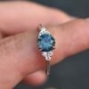 925 Sterling Silver Teal Blue Montana Sapphire Engagement Ring - Image 4