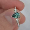 925 Sterling Silver Teal Blue Montana Sapphire Ring