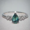 925 Sterling Silver Teal Blue Montana Sapphire Ring - Image 3