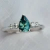 925 Sterling Silver Teal Blue Montana Sapphire Ring - Image 4