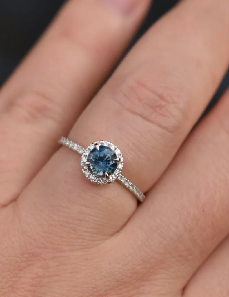 925 Sterling Silver Teal Blue Montana Sapphire Ring