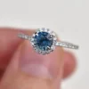 925 Sterling Silver Teal Blue Montana Sapphire Ring - Image 2