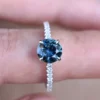 925 Sterling Silver Teal Blue Montana Sapphire Solitaire Engagement Ring