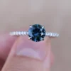 925 Sterling Silver Teal Blue Montana Sapphire Solitaire Engagement Ring - Image 2