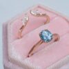 Teal blue Montana sapphire solitaire ring set in sterling silver