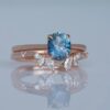 925 sterling silver ring set with solitaire sapphire and matching band