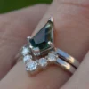 925 sterling silver ring set with pave CZ diamond wedding band