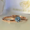 925 Sterling Silver Teal Blue Solitaire Montana Sapphire Rings Set