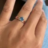 925 Sterling Silver Teal Blue Solitaire Montana Sapphire Rings Set - Image 2