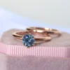 925 Sterling Silver Teal Blue Solitaire Montana Sapphire Rings Set - Image 4