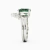 925 Sterling Silver Teal Green Sapphire Engagement Ring Set With Diamonds