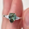 925 Sterling Silver Teal Green Sapphire Engagement Ring