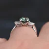 925 Sterling Silver Teal Green Sapphire Engagement Ring - Image 3
