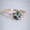 925 Sterling Silver Teal Green Sapphire Ring