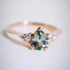 925 Sterling Silver Teal Green Sapphire Ring - Image 2