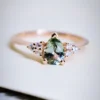 925 Sterling Silver Teal Green Sapphire Ring - Image 3