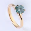 925 Sterling Silver Teal Green Solitaire Montana Sapphire Rings Set - Image 2