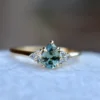 925 Sterling Silver Teal Mint Green Montana Sapphire Ring - Image 3