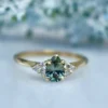 925 Sterling Silver Teal Mint Green Montana Sapphire Ring - Image 4