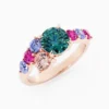 925 Sterling Silver Teal Sapphire Cluster Engagement Ring - Image 4