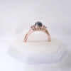 925 Sterling Silver Teal Sapphire Engagement Ring with Salt and Pepper Diamonds