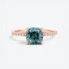 925 Sterling Silver Teal Sapphire Hidden Halo Diamond Engagement
