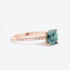 925 Sterling Silver Teal Sapphire Hidden Halo Diamond Engagement - Image 3
