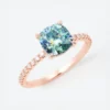 925 Sterling Silver Teal Sapphire Hidden Halo Diamond Engagement - Image 4