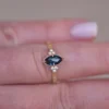 925 Sterling Silver Teal Sapphire Marquise Engagement Ring - Image 3