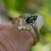 925 Sterling Silver Teal Sapphire Marquise Engagement Ring - Image 4