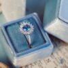 925 Sterling Silver The Seine .84 ct Round Blue Montana Sapphire with .31 ct Halo Ring - Image 2