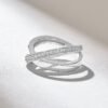 925 Sterling Silver Thick Band X Crossover Ring - Image 6
