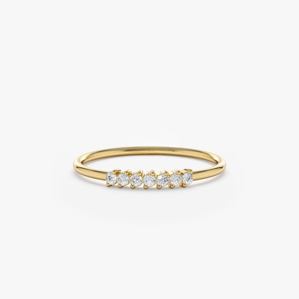 925 Sterling Silver Thin 7 Diamond Ring