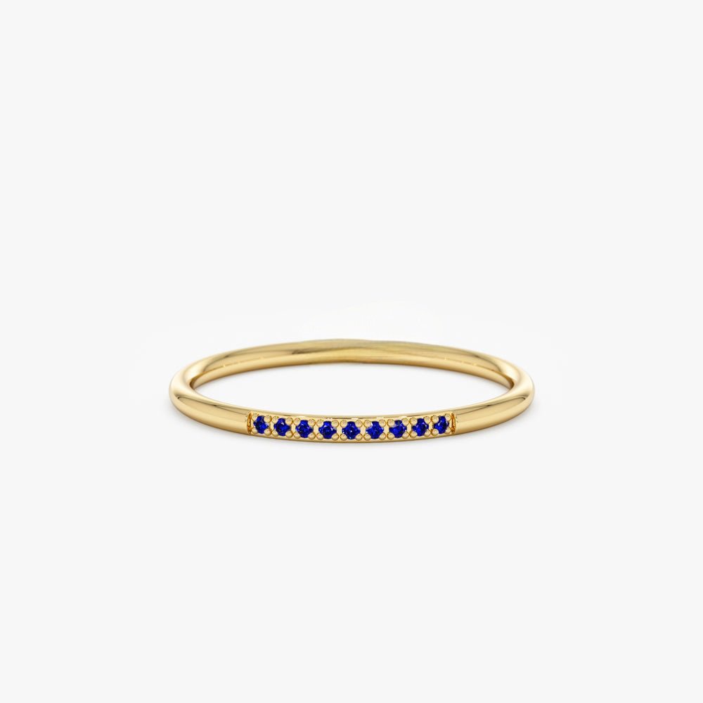 925 Sterling Silver Thin Blue Sapphire Stacking Ring