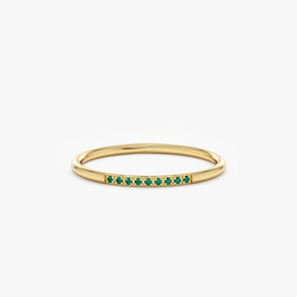 925 Sterling Silver Thin Emerald Stacking Ring
