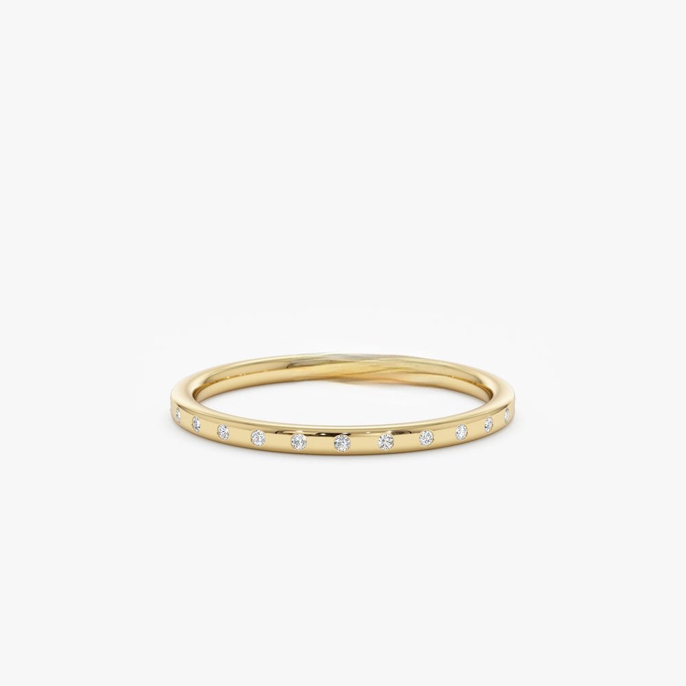 925 Sterling Silver Thin Flush Set Diamond Ring