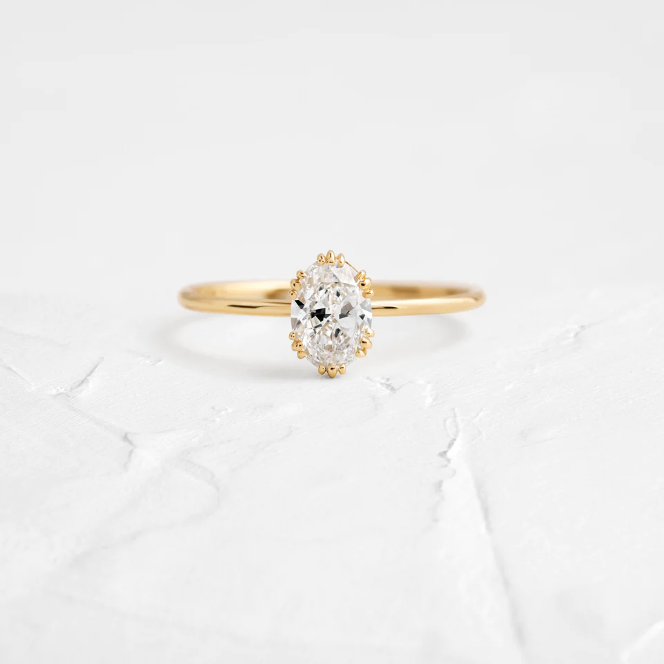 925 Sterling Silver Threaded Ring, 0.7ct. Oval Cut Diamond