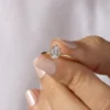 925 Sterling Silver Threaded Ring, 0.7ct. Oval Cut Diamond - Image 4