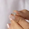 925 Sterling Silver Threaded Ring, Oval Cut Diamond - Image 6