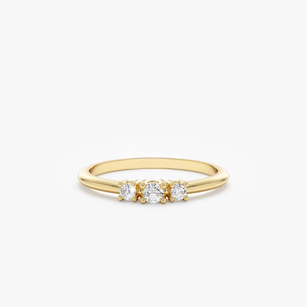 925 Sterling Silver Three Diamond Engagement Ring
