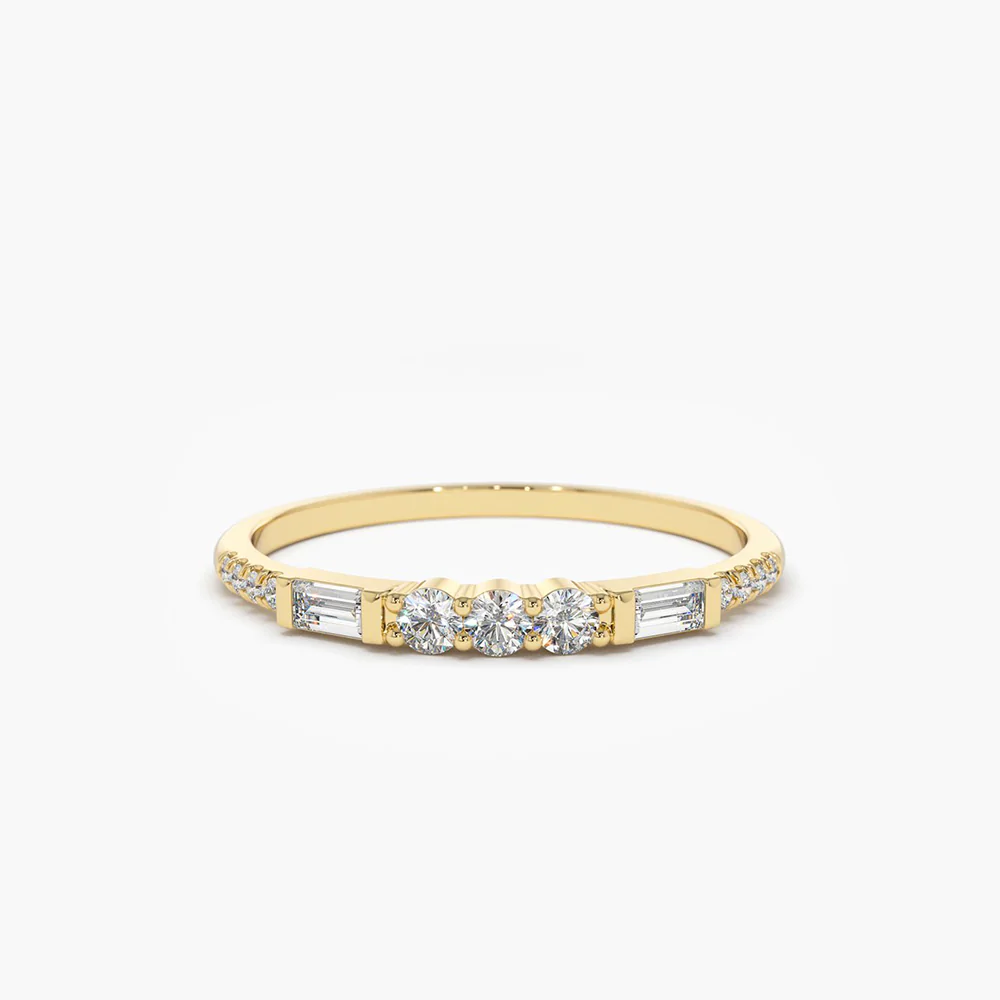 925 Sterling Silver Three Diamond Equilibrium Ring