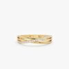 925 Sterling Silver Three Line Diamond Crossover Ring