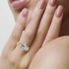 925 Sterling Silver Three-Row Diamond Engagement Ring - Image 2