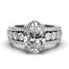 925 Sterling Silver Three-Row Diamond Engagement Ring - Image 4