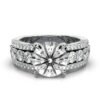925 Sterling Silver Three-Row Diamond Engagment Ring
