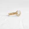 Gold-plated stack ring with three parallel rows of stones