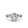 925 Sterling Silver Three Stone Baguette Diamond Engagement Ring